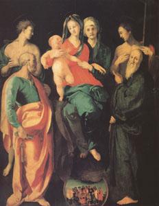 Jacopo Pontormo The Virgin and Child with Four Saints and the Good Thief with (mk05) oil painting picture